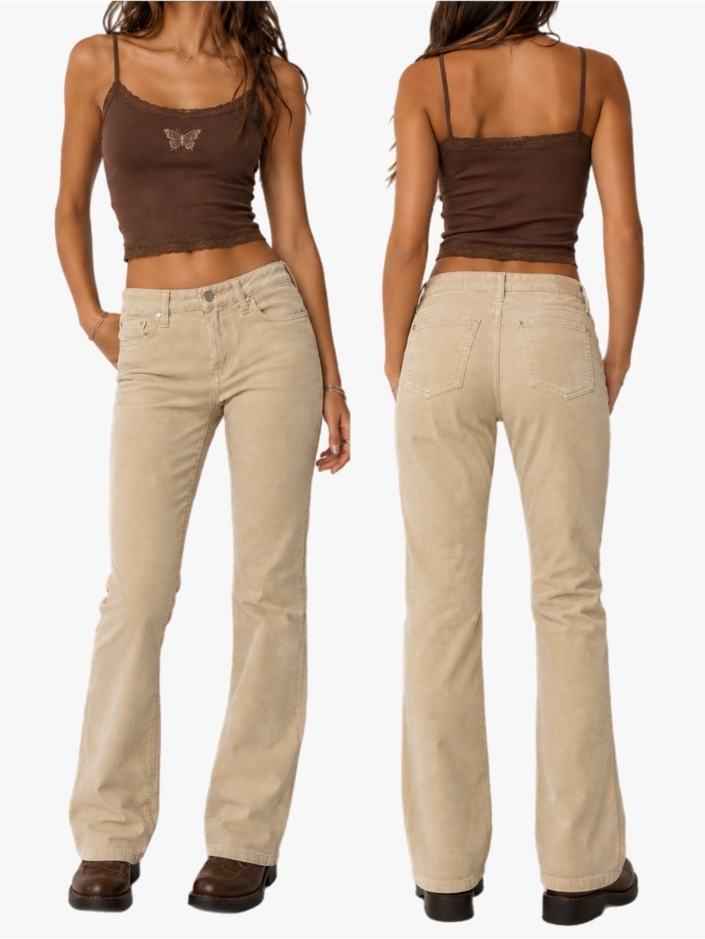 Vintage No Boundaries Y2K Bootcut Corduroy Stretch Beige Low Rise 90s Juniors 7